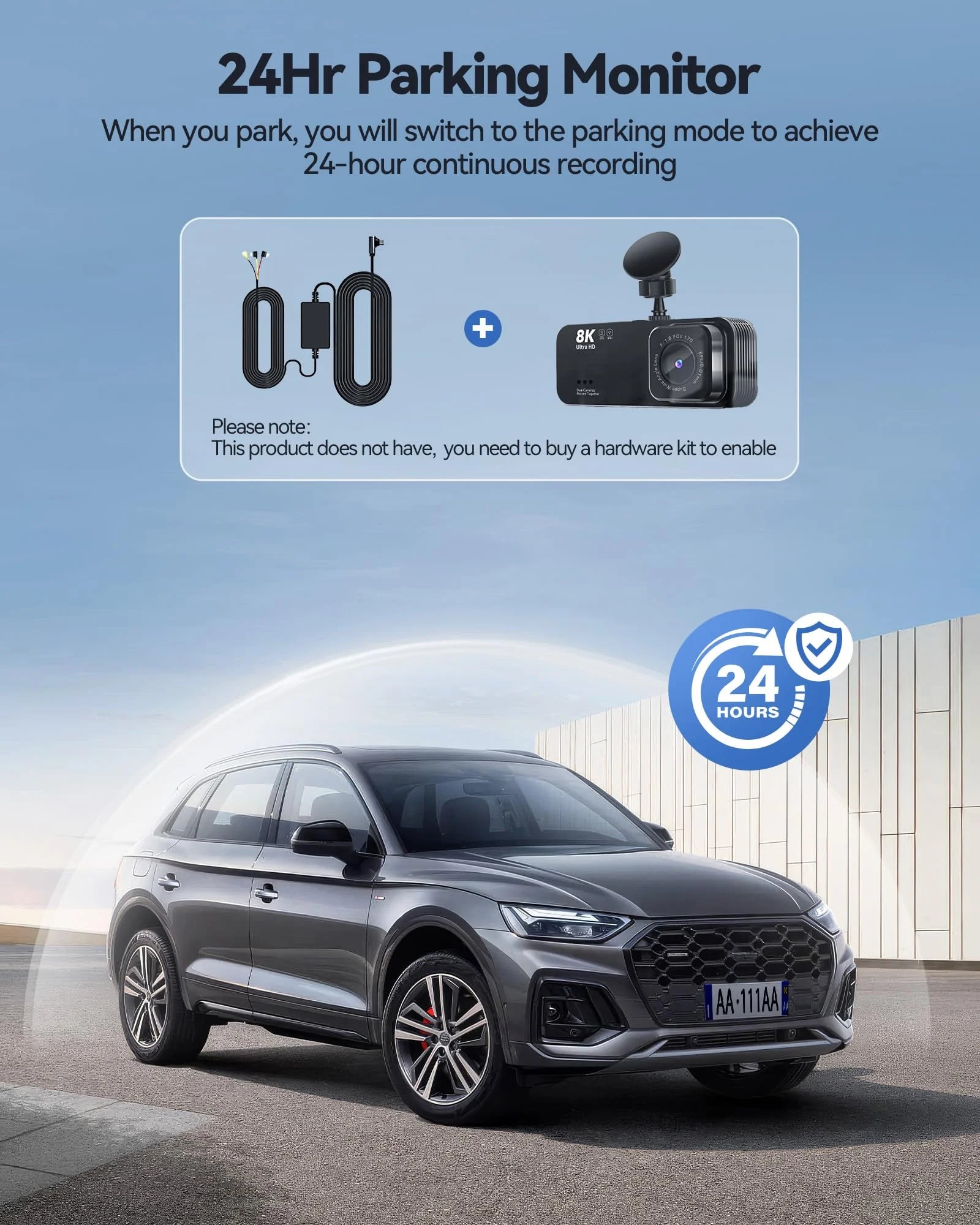 Dash Cam, 8K HD Camera for Car with Front and Rear Recording, Built-In Wi-Fi & GPS, Night Vision, 3.16" Screen