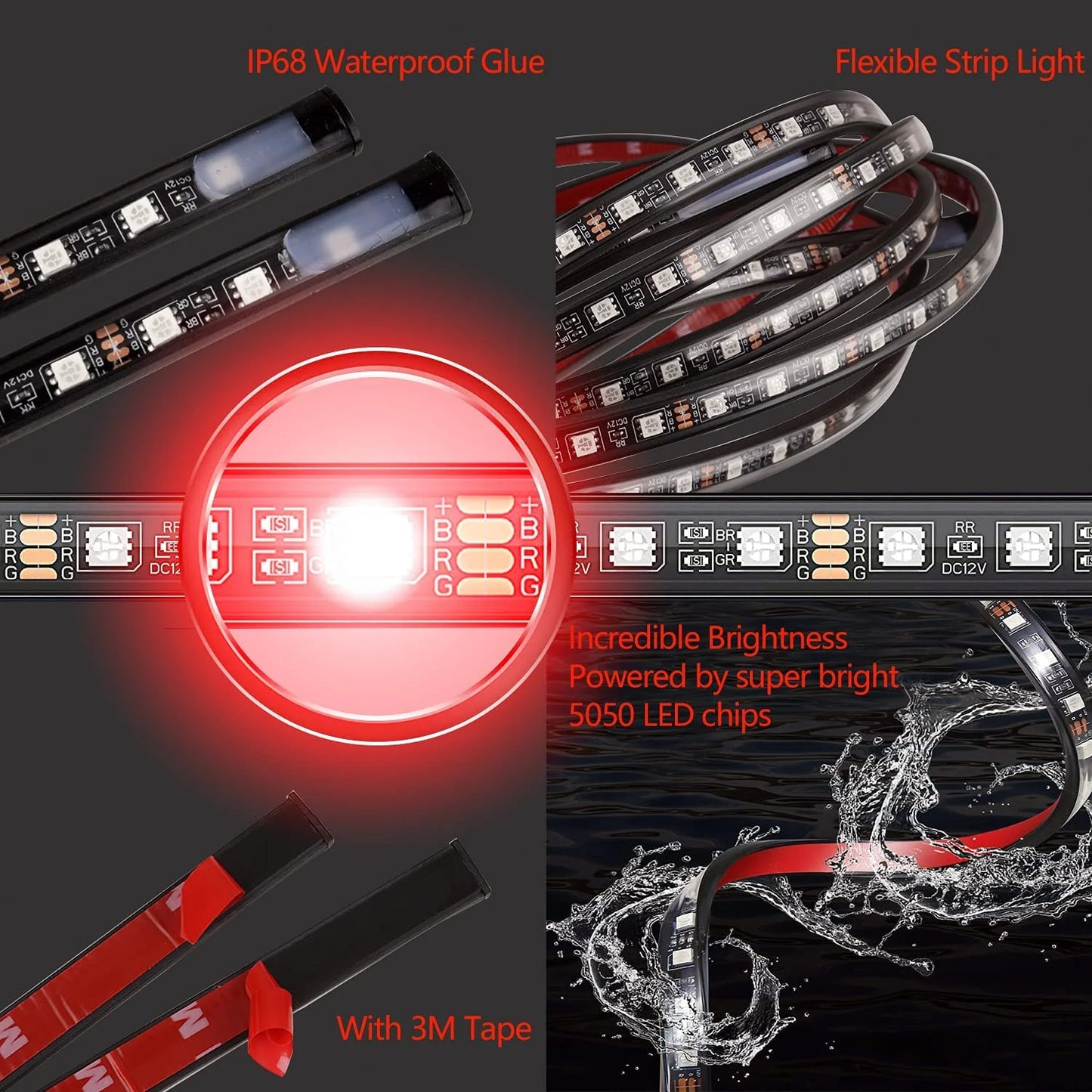 Double Row Car Underglow Lights Kit